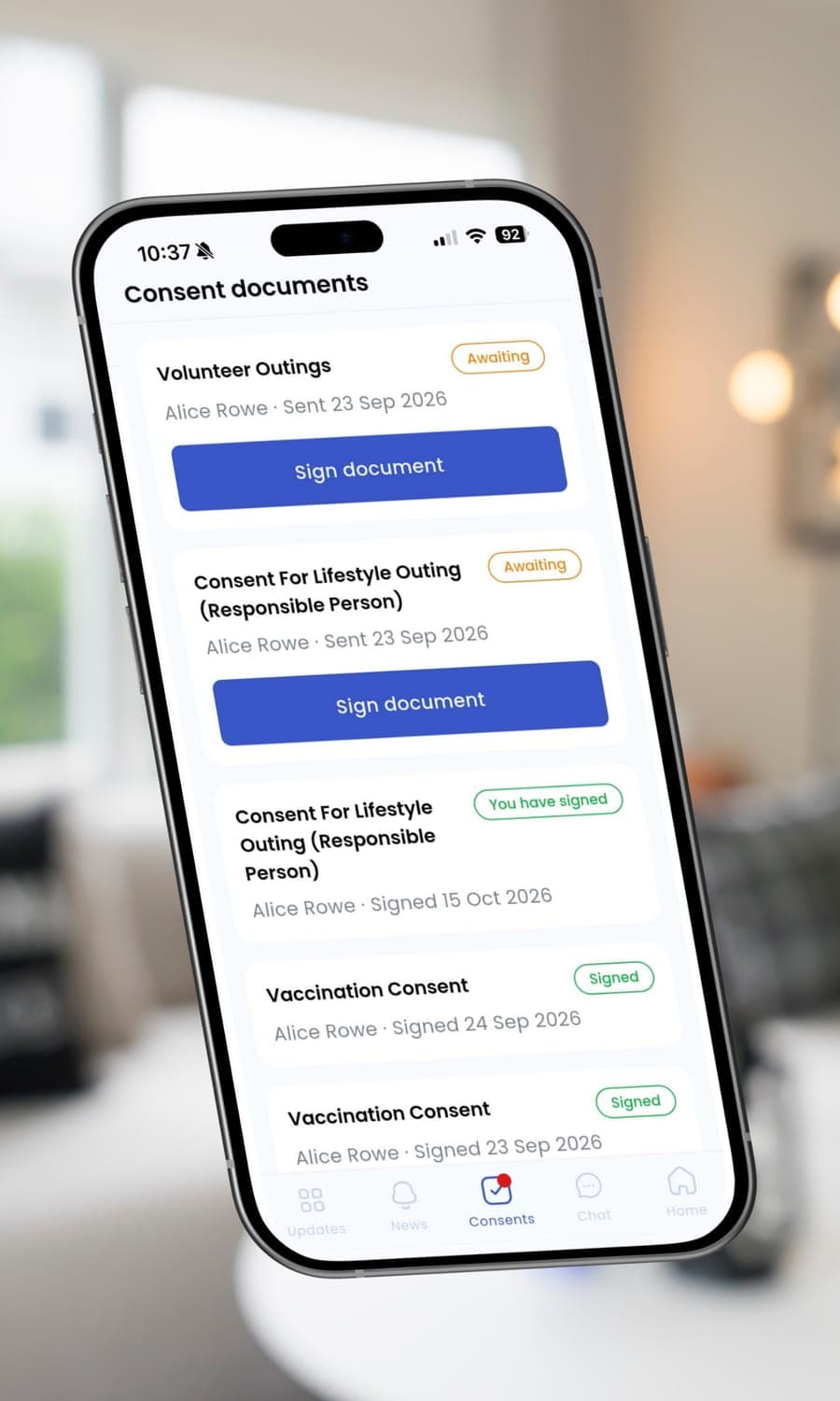 Forms & e-Signing in the Brenna family app