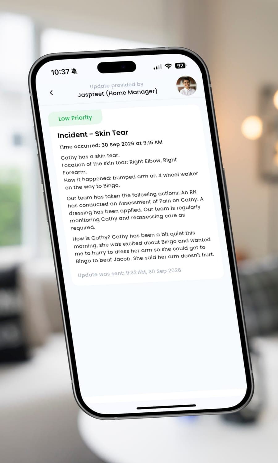 Health & Care Updates in the Brenna family app